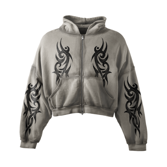 CREAM TATTOO ZIP UP