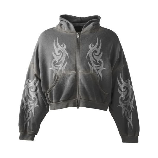 BLACK TATTOO ZIP UP